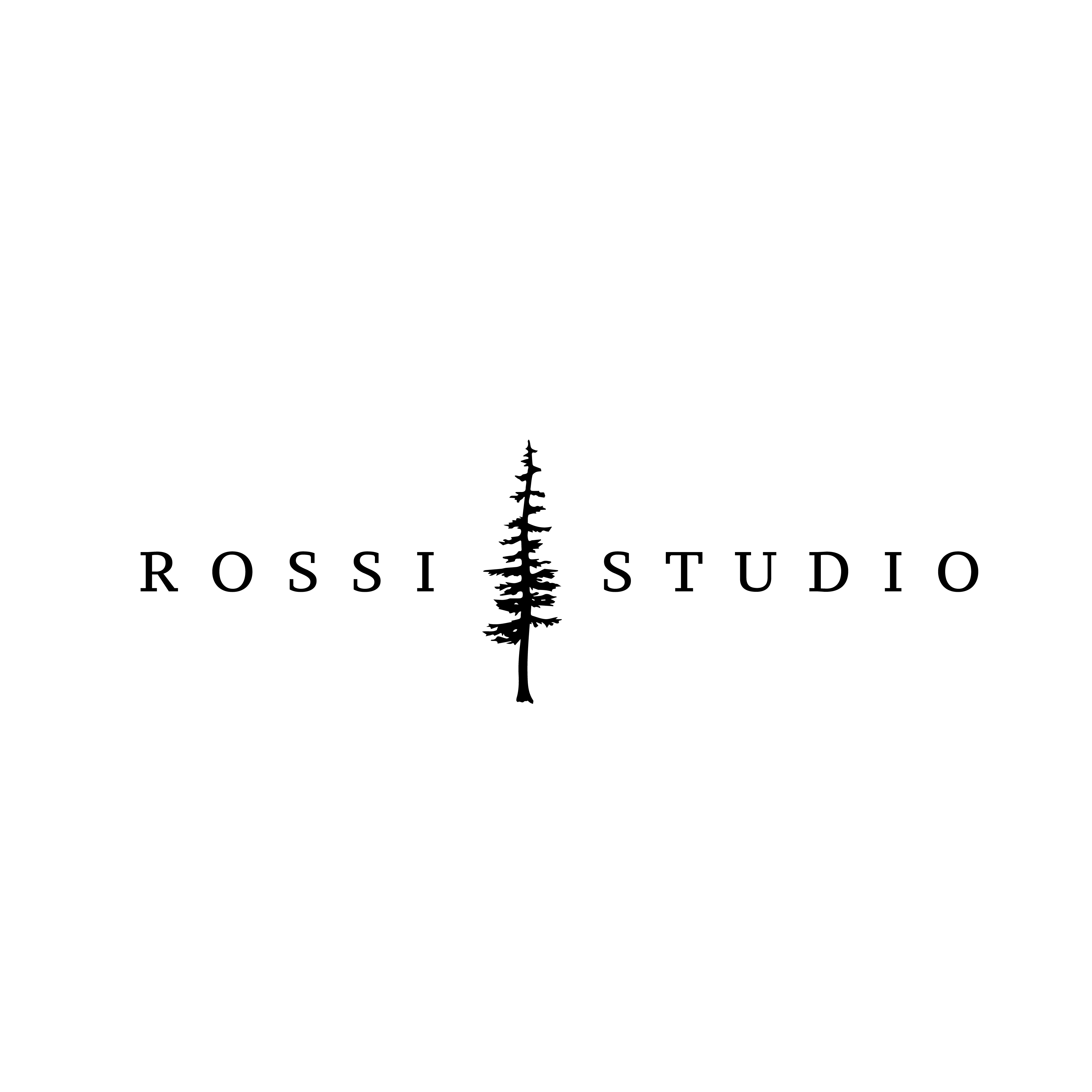 A pine tree between the words Rossi and Studio